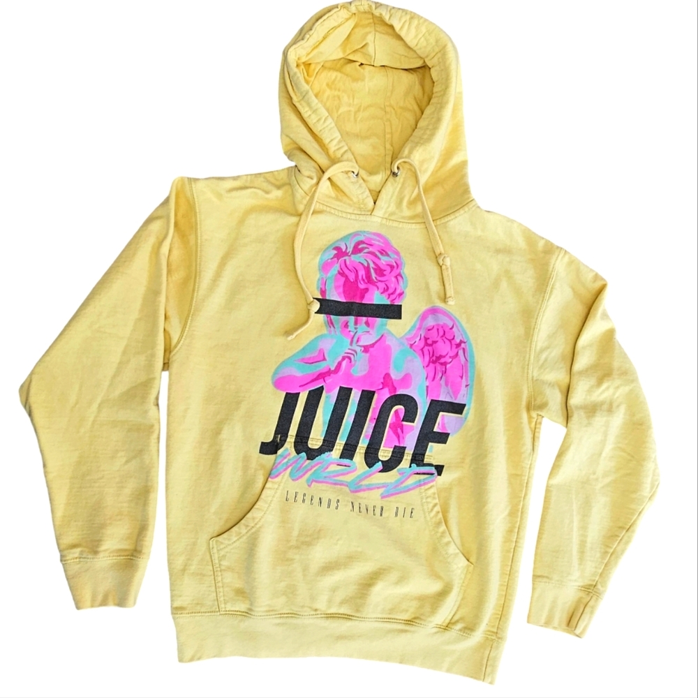 Juice WRLD Cherub Angel Hoodie, Legends Never Die Size M, Yellow, EUC, H…